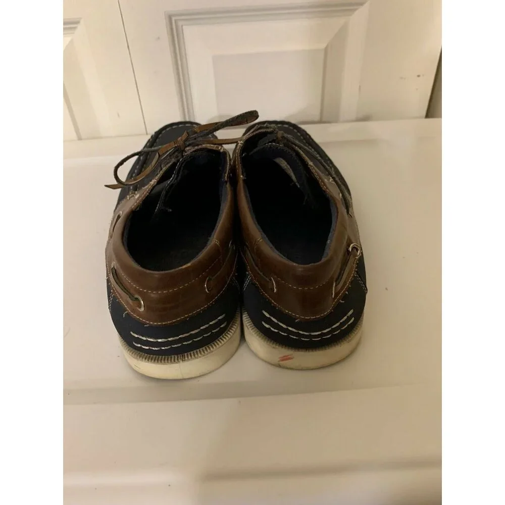 Akademiks Men’s Sz 10 Comfort Lace Up Casual Boat Shoe Loafers Blue Brown‎